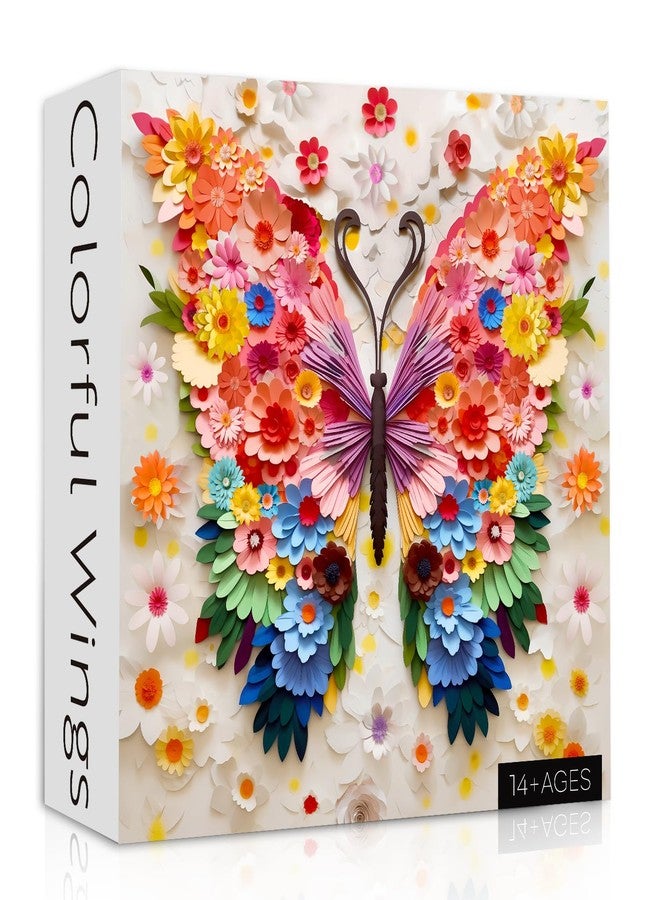 PPuzzling Butterfly Puzzles for Adults 1000 Pieces, Challenging Colorful Flower Butterflies Puzzles with Paper Art, Difficult Animal Plant Jigsaw Puzzles for Adults - Image 1